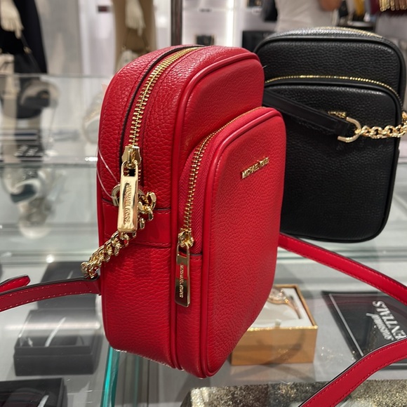 MICHAEL KORS Jet Set Travel Medium Logo NS Chain XBody Leather Crossbody Flight - Picture 3 of 16